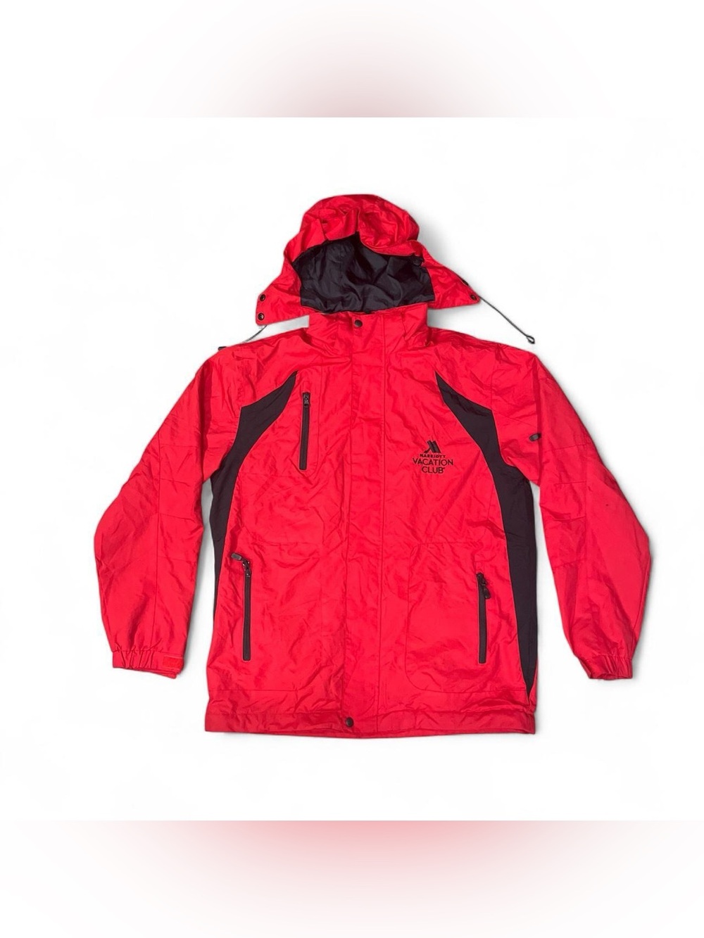 Port Authority Red and Black Kids' Hooded Rain Jacket
